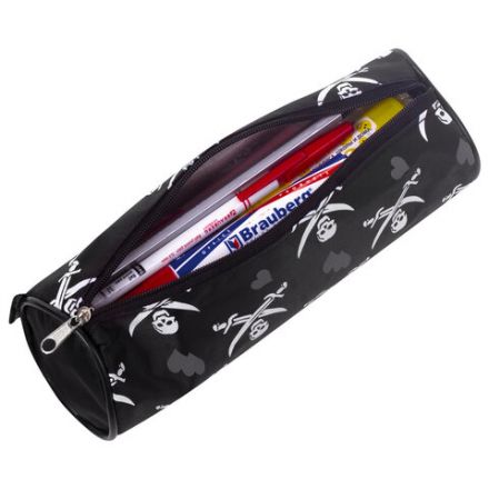 Пенал-косметичка BRAUBERG для учеников начальной школы, черный, "Пираты", 20х7х7 см, 223273