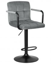 Стул барный DOBRIN KRUGER ARM BLACK, серый велюр (MJ9-75) Стул барный DOBRIN KRUGER ARM BLACK, серый велюр (MJ9-75)