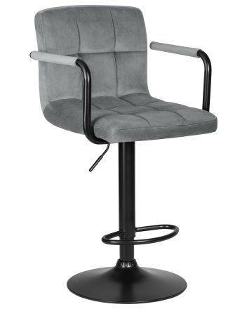 Стул барный DOBRIN KRUGER ARM BLACK, серый велюр (MJ9-75)