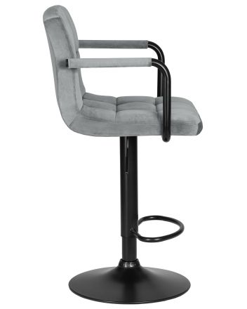 Стул барный DOBRIN KRUGER ARM BLACK, серый велюр (MJ9-75)