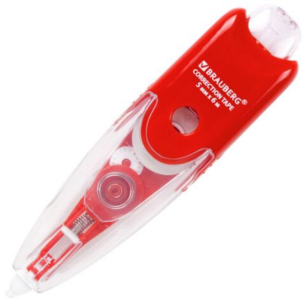 Корректирующая лента BRAUBERG "Click", 5 мм х 6 м, корпус прозрачный, автоматическая, блистер, 272660