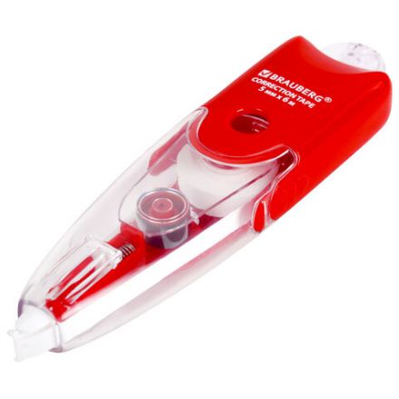 Корректирующая лента BRAUBERG "Click", 5 мм х 6 м, корпус прозрачный, автоматическая, блистер, 272660