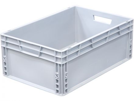 Ящик п/э 600х400х220 сплошной, усиленное дно, цв. серый