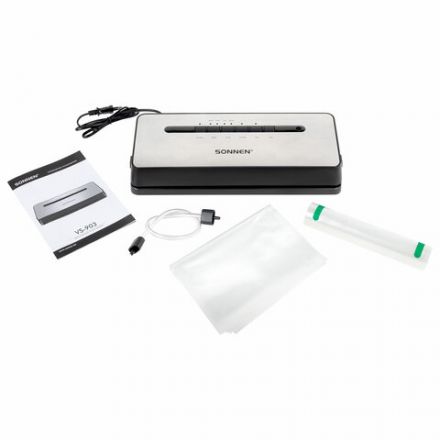 Вакууматор/вакуумный упаковщик SONNEN VS-903, 5 режимов, 12 л/мин, 110 Вт, до 30 см, сухие/влажные продукты, 456339