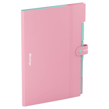 Папка 5 отделений Berlingo "Haze", А4, 600мкм, на кнопке, розовая, софт-тач Папка 5 отделений Berlingo "Haze", А4, 600мкм, на кнопке, розовая, софт-тач