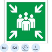 Знак безопасности Е21 Пункт (место) сбора, 300x300 мм, с/в, металл 0,5 мм