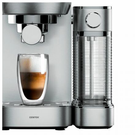Кофеварка рожковая CENTEK CT-1170, 1350 Вт, объем 1,3 л, 20 бар, автоматический капучинатор, серая
