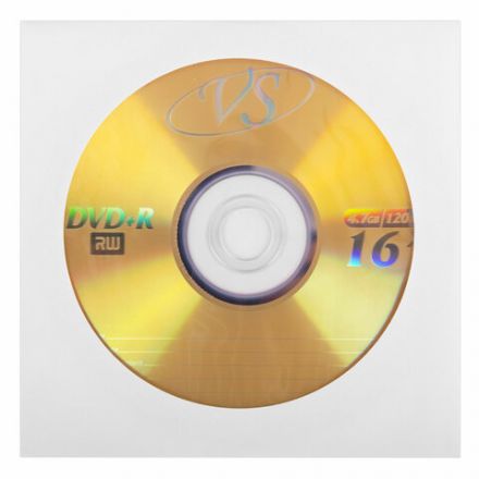 Диск DVD+R (плюс) VS, 4,7 Гб, 16х, бумажный конверт, КОМПЛЕКТ 5 шт., VSDVDPRK501