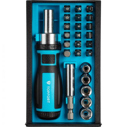 Отвертка с набором бит, 25 предметов TOPFORT (569225)