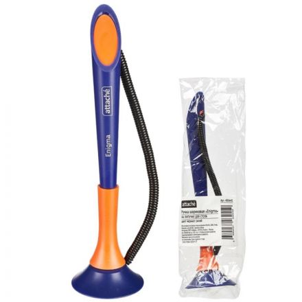 Ручка шариковая одноразовая на синей подставке Attache Enigma синяя на липучке с пружиной (толщина линии 0.5 мм)