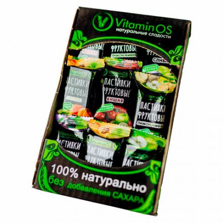 Пастила VITAMINOS фруктовое ассорти (яблоко, абрикос, слива, вишня, лимон), 400 г