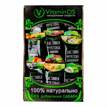 Пастила VITAMINOS фруктовое ассорти (яблоко, абрикос, слива, вишня, лимон), 400 г