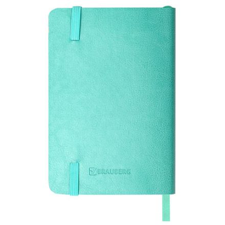 Блокнот МАЛЫЙ ФОРМАТ (100x150 мм) А6, BRAUBERG "Metropolis Ultra", под кожу, 80 л., клетка, бирюзовый, 113323