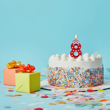 Свеча-цифра для торта "8" "С глазками", 6 см, ЗОЛОТАЯ СКАЗКА, с держателем, в блистере, 591411 Свеча-цифра для торта "8" "С глазками", 6 см, ЗОЛОТАЯ СКАЗКА, с держателем, в блистере, 591411