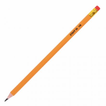 Карандаши чернографитные с ластиком STAFF EVERYDAY BLP-YLW, КОМПЛЕКТ 50 шт., НВ, пластиковые, корпус жёлтый, 181942