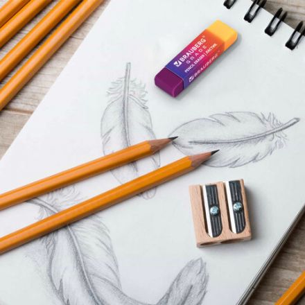 Ластик полупрозрачный BRAUBERG "Grade", 60x15x10 мм, картонный держатель, цвет ассорти, 271997