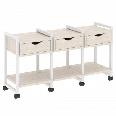 Loft Тумба на колесных опорах наборная. Вариант №4 VR.L-TN-4.K Денвер светлый/Белый металл 1440*460*767