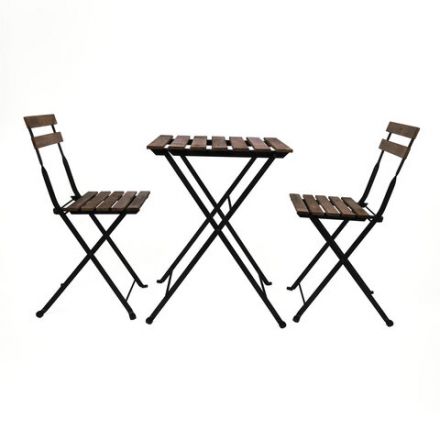 Комплект складной мебели (стол и 2 стула) NOSTRESS (НОСТРЕСС) "Woodstock FS-003A", металл черный, акация, 680060