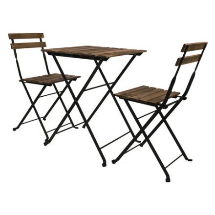 Комплект складной мебели (стол и 2 стула) NOSTRESS (НОСТРЕСС) "Woodstock FS-003A", металл черный, акация, 680060