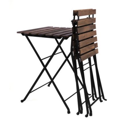 Комплект складной мебели (стол и 2 стула) NOSTRESS (НОСТРЕСС) "Woodstock FS-003A", металл черный, акация, 680060