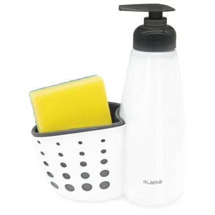 Дозатор для моющего средства, органайзер кухонный + губка, БЕЛЫЙ, 8х20х16 см, LAIMA HOME, 700048 Дозатор для моющего средства, органайзер кухонный + губка, БЕЛЫЙ, 8х20х16 см, LAIMA HOME, 700048