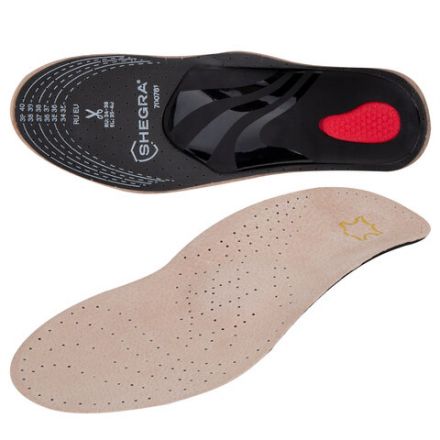 Стельки для обуви из натуральной кожи c СУПИНАТОРОМ, размер RU 34-39 / EU 35-40, с линиями выреза, SHEGRA (ШЕГРА), 700761