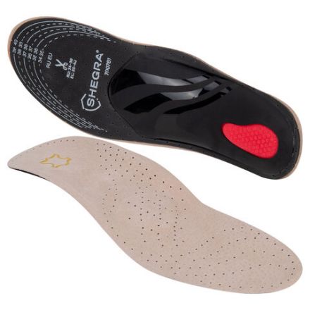 Стельки для обуви из натуральной кожи c СУПИНАТОРОМ, размер RU 34-39 / EU 35-40, с линиями выреза, SHEGRA (ШЕГРА), 700761