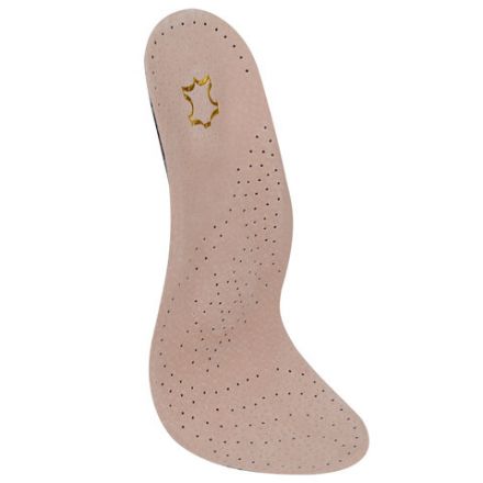 Стельки для обуви из натуральной кожи c СУПИНАТОРОМ, размер RU 34-39 / EU 35-40, с линиями выреза, SHEGRA (ШЕГРА), 700761