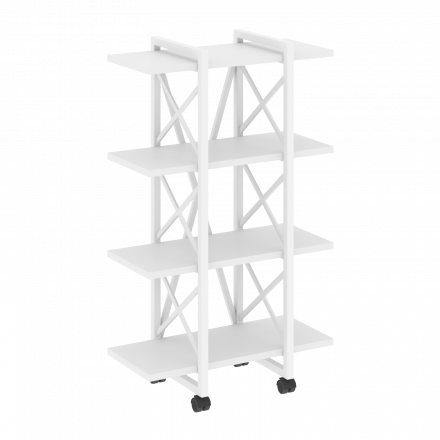 Loft Стеллаж на колесных опорах-4 полки VR.L-MST.K-4.4V Белый бриллиант/Белый металл 800*400*1334