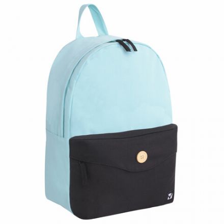 Рюкзак BRAUBERG "SYDNEY" универсальный, карман с пуговицей, черно-зеленый, 38х27х12 см, 228839