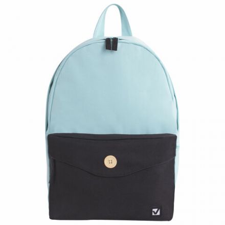 Рюкзак BRAUBERG "SYDNEY" универсальный, карман с пуговицей, черно-зеленый, 38х27х12 см, 228839