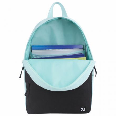 Рюкзак BRAUBERG "SYDNEY" универсальный, карман с пуговицей, черно-зеленый, 38х27х12 см, 228839