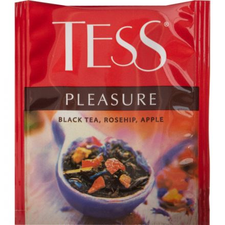 Чай Tess Pleasure черный с шиповником и яблоком 100 пакетиков