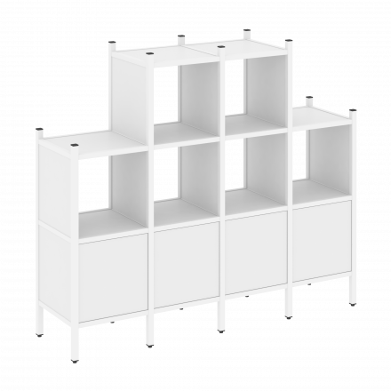 Loft Прямой стеллаж наборный VR.L-16 Белый бриллиант/Белый металл 1694*446*1458