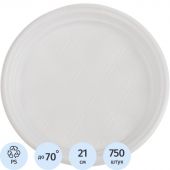 Тарелка одноразовая d210мм, белая, PP, 750шт/кор