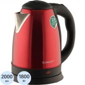 Чайник электрическийSCARLETT SC-EK21S76, сталь, 2л, 1800Вт, красный