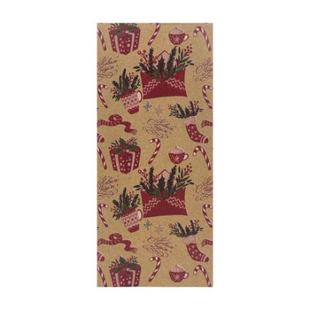 Пакет подарочный КОМПЛЕКТ 10 штук новогодний 12х8х25 см с зажимами, "Паттерн № 2", ЗОЛОТАЯ СКАЗКА, 592123