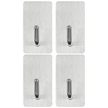 Крючки самоклеящиеся универсальные 2,5x4,5 см, КОМПЛЕКТ 4 шт., сталь, серебристые, LAIMA HOME, 608788