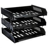 Лотки горизонтальные для бумаг, КОМПЛЕКТ 3 шт., 335х232х246 мм, черный, BRAUBERG EXPERT, 238107