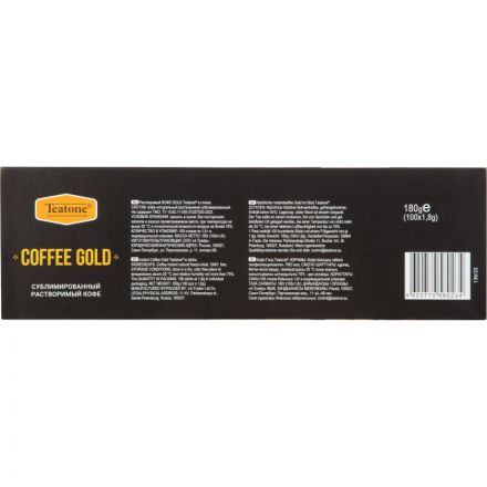 Кофе растворимый в стиках Teatone Coffee Gold, 1,8грx100шт Кофе растворимый в стиках Teatone Coffee Gold, 1,8грx100шт