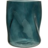 Ваза декоративная из стекла Динамика, Д135 Ш135 В175, синий арт.Ekg-15 Ваза декоративная из стекла Динамика, Д135 Ш135 В175, синий арт.Ekg-15