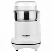 Кофемолка CENTEK CT-1365, мощность 250 Вт, вместимость 70 г, пластик, белая, CT-1365 White