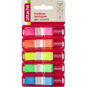 Клейкие закладки Attache пластиковые 5 цветов по 25 листов 12x45 мм в диспенсерах