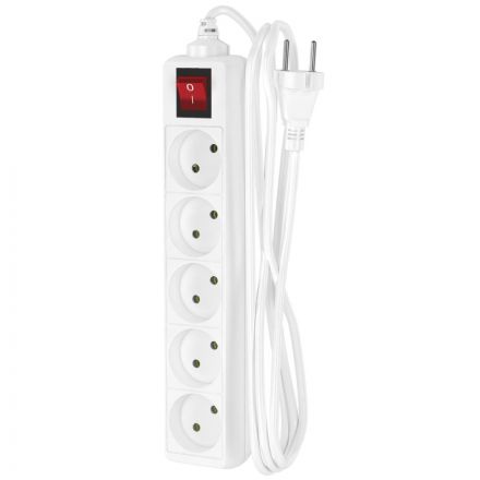 Удлинитель сетевой ФОТОН 10-25S, 2м, 5 розеток, 10А, с выкл., Белый