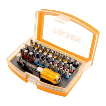 Набор бит 1/4, PH, PZ, Hex, Torx, Slotted, 32 предмета TOLSEN Набор бит 1/4, PH, PZ, Hex, Torx, Slotted, 32 предмета TOLSEN