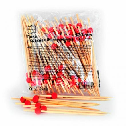 Пики для канапе бамбуковые "Жемчужина Красная", 12 см, 100 шт., КП, 139418 Пики для канапе бамбуковые "Жемчужина Красная", 12 см, 100 шт., КП, 139418