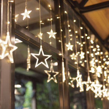 Электрогирлянда-занавес комнатная "Звезды" 3х1 м, 138 LED, теплый белый, 220 V, ЗОЛОТАЯ СКАЗКА, 591338