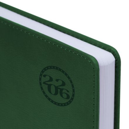 Ежедневник датированный 2026 БОЛЬШОЙ ФОРМАТ 210х297 мм, А4, BRAUBERG "Favorite", под кожу, зеленый, 117239