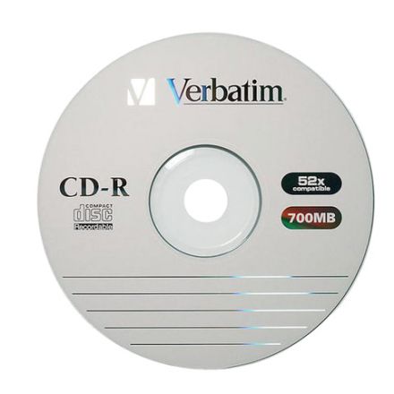 Диск CD-R VERBATIM 700 Mb 52х Cake Box (упаковка на шпиле), КОМПЛЕКТ 100 шт., 43411