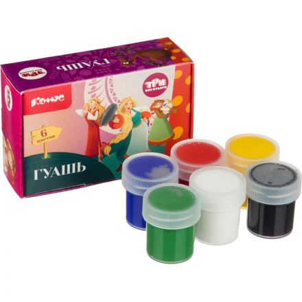 Гуашь КОМУС Три Богатыря набор 6 цв, 20 мл  девочки